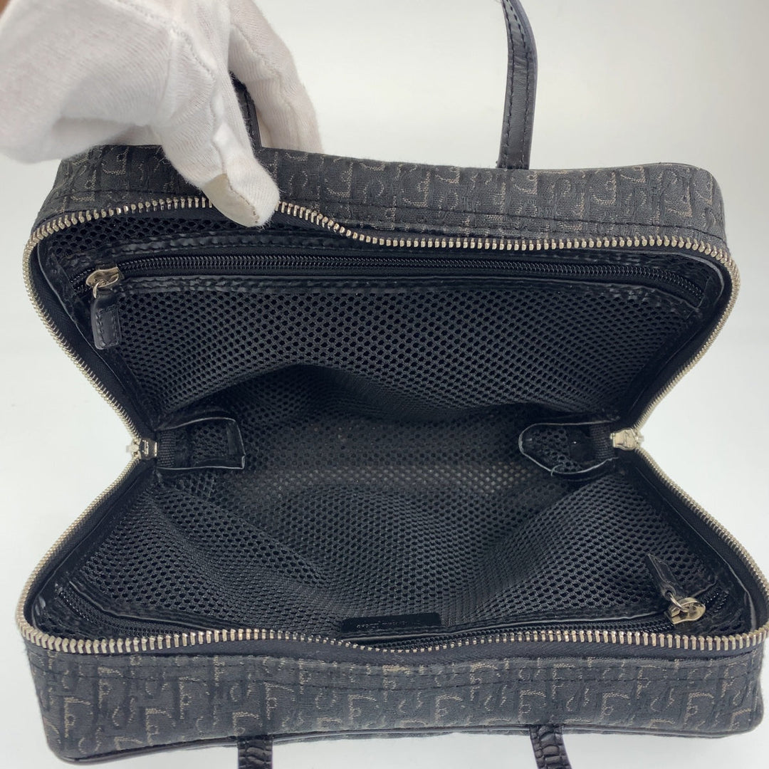 Dior Handbag MC0053 Canvas, Leather Black Silver Metal Handbag vanity bag Trotter Oblique Street chic Women Used Authentic