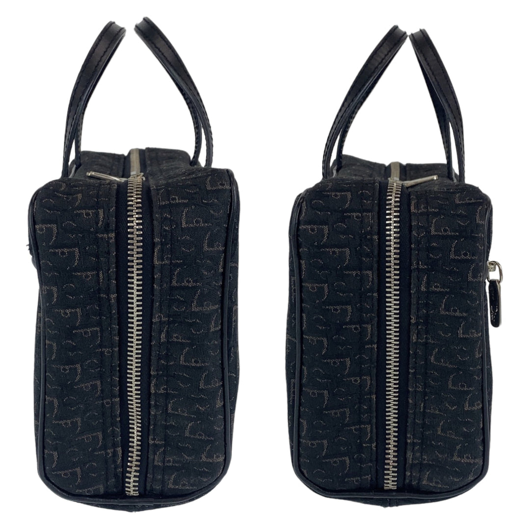 Dior Handbag MC0053 Canvas, Leather Black Silver Metal Handbag vanity bag Trotter Oblique Street chic Women Used Authentic