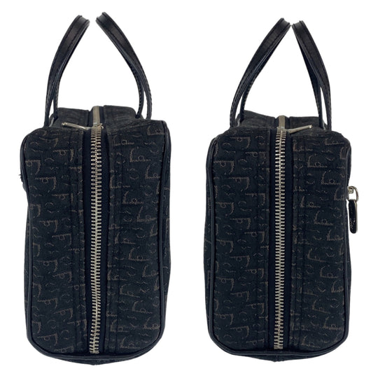Dior Handbag MC0053 Canvas, Leather Black Silver Metal Handbag vanity bag Trotter Oblique Street chic Women Used Authentic