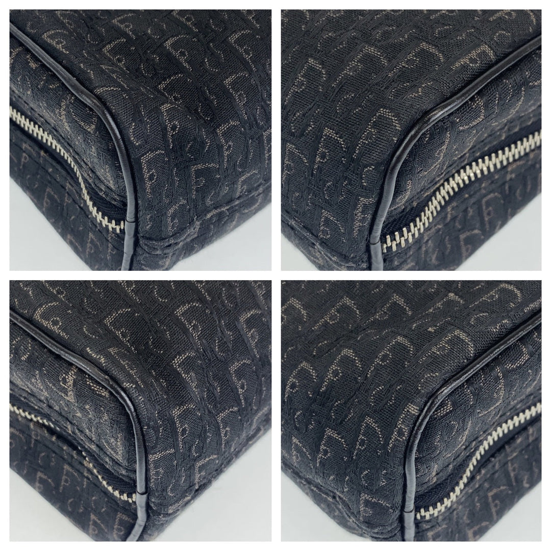 Dior Handbag MC0053 Canvas, Leather Black Silver Metal Handbag vanity bag Trotter Oblique Street chic Women Used Authentic