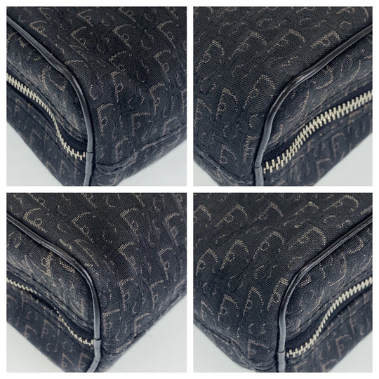 Dior Handbag MC0053 Canvas, Leather Black Silver Metal Handbag vanity bag Trotter Oblique Street chic Women Used Authentic