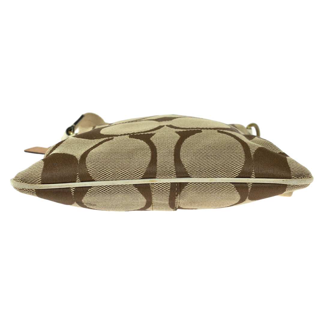 COACH Shoulder Bag 41207 canvas Brown signature stripe solid swing pack