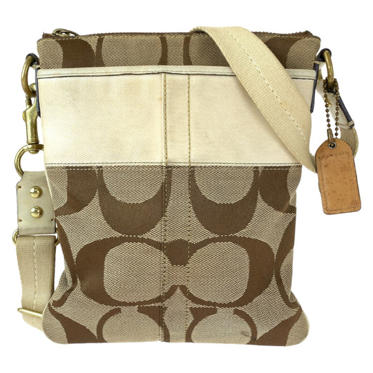 COACH Shoulder Bag 41207 canvas Brown signature stripe solid swing pack