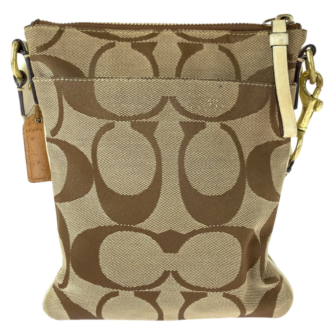 COACH Shoulder Bag 41207 canvas Brown signature stripe solid swing pack