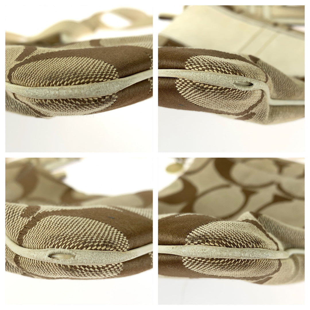 COACH Shoulder Bag 41207 canvas Brown signature stripe solid swing pack