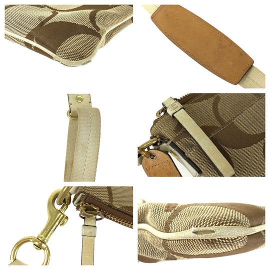 COACH Shoulder Bag 41207 canvas Brown signature stripe solid swing pack