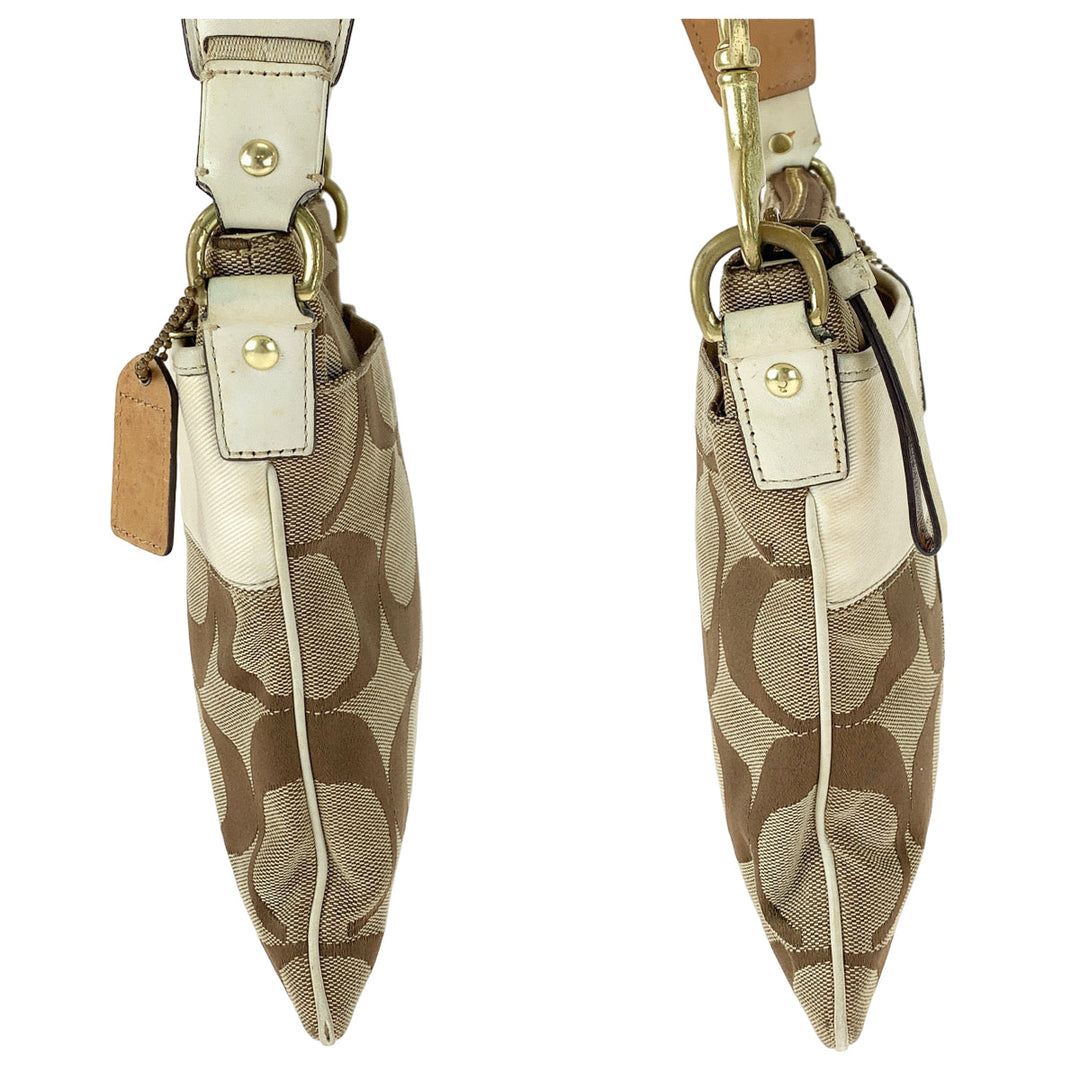 COACH Shoulder Bag 41207 canvas Brown signature stripe solid swing pack