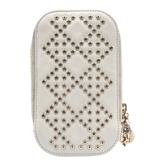 Dior Shoulder Bag S0872BNHB leather White GoldMetal Shoulder Bag Phone Pouch Phone Case Lady Dior Women Used Authentic