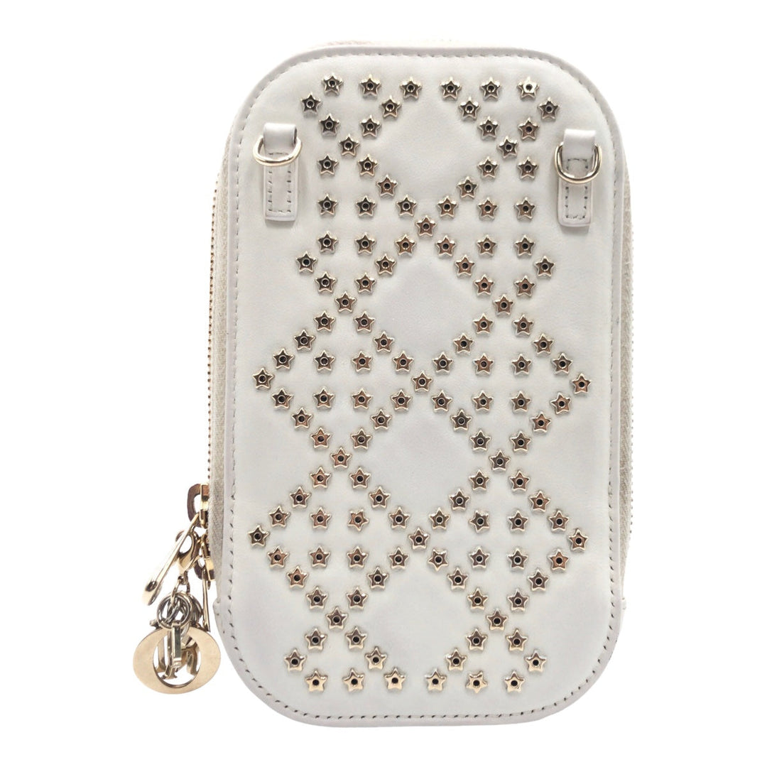 Dior Shoulder Bag S0872BNHB leather White GoldMetal Shoulder Bag Phone Pouch Phone Case Lady Dior Women Used Authentic