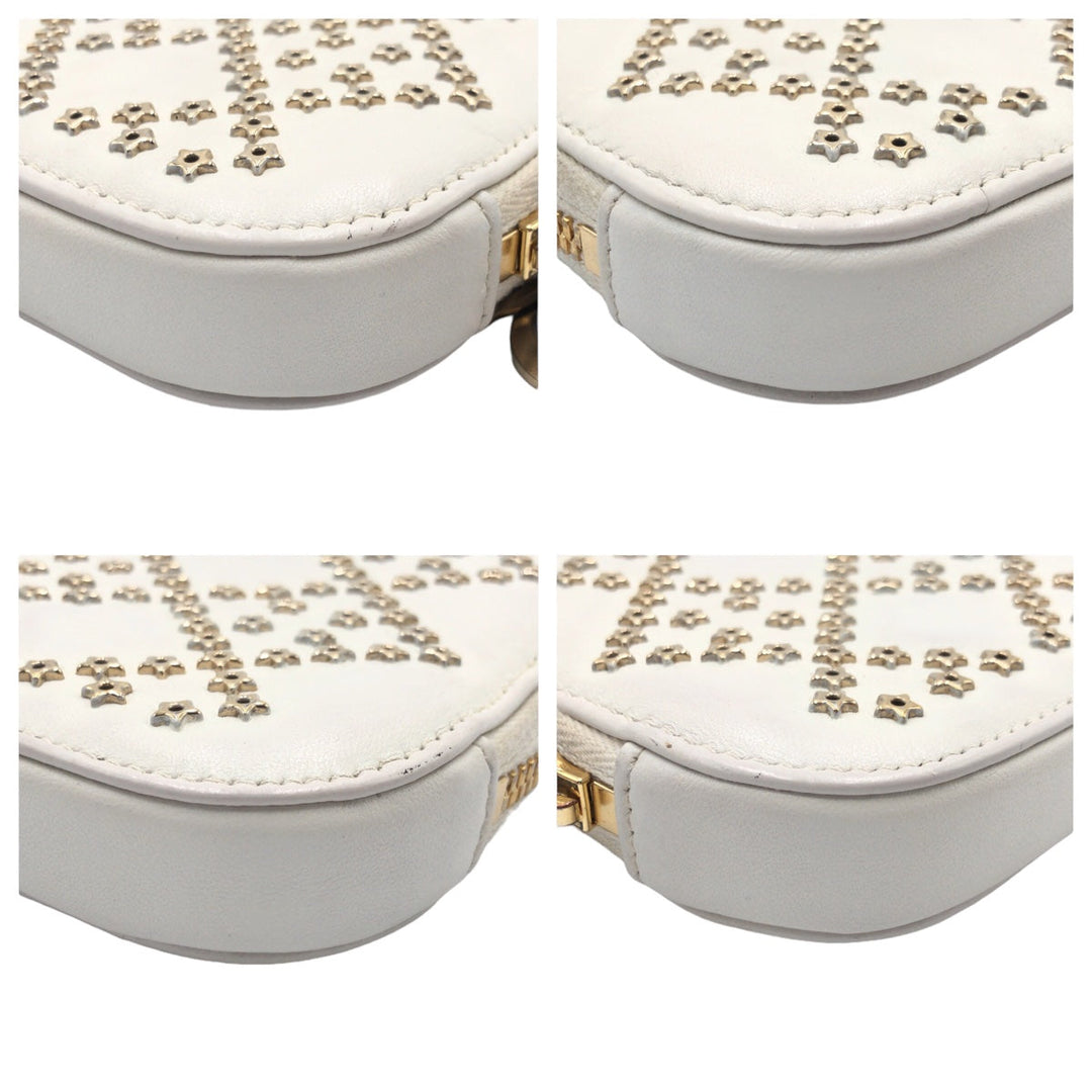 Dior Shoulder Bag S0872BNHB leather White GoldMetal Shoulder Bag Phone Pouch Phone Case Lady Dior Women Used Authentic