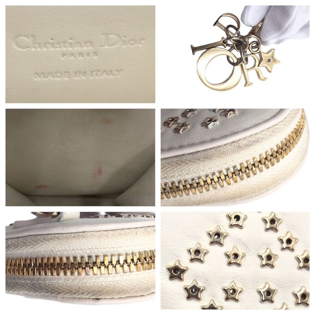 Dior Shoulder Bag S0872BNHB leather White GoldMetal Shoulder Bag Phone Pouch Phone Case Lady Dior Women Used Authentic