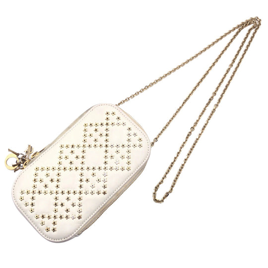 Dior Shoulder Bag S0872BNHB leather White GoldMetal Shoulder Bag Phone Pouch Phone Case Lady Dior Women Used Authentic