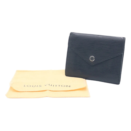 LOUIS VUITTON Tri-fold wallet M62173 Epi Leather Black Silver Metal Tri-fold wallet Compact wallet Epi Portefeuille Victorine Women Used Authentic