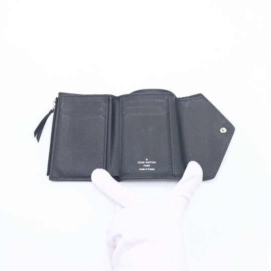 LOUIS VUITTON Tri-fold wallet M62173 Epi Leather Black Silver Metal Tri-fold wallet Compact wallet Epi Portefeuille Victorine Women Used Authentic