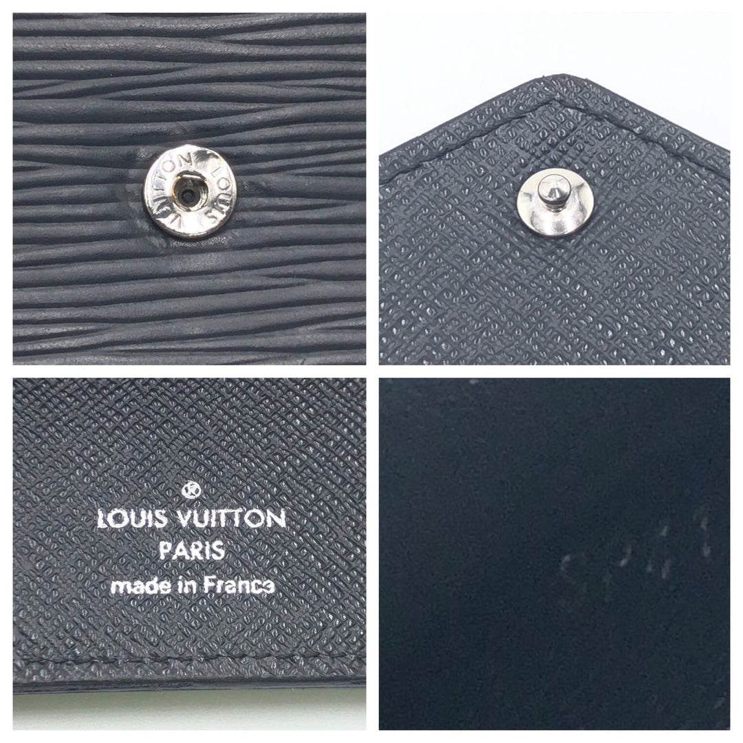 LOUIS VUITTON Tri-fold wallet M62173 Epi Leather Black Silver Metal Tri-fold wallet Compact wallet Epi Portefeuille Victorine Women Used Authentic