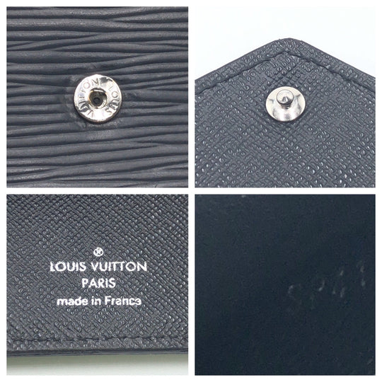 LOUIS VUITTON Tri-fold wallet M62173 Epi Leather Black Silver Metal Tri-fold wallet Compact wallet Epi Portefeuille Victorine Women Used Authentic