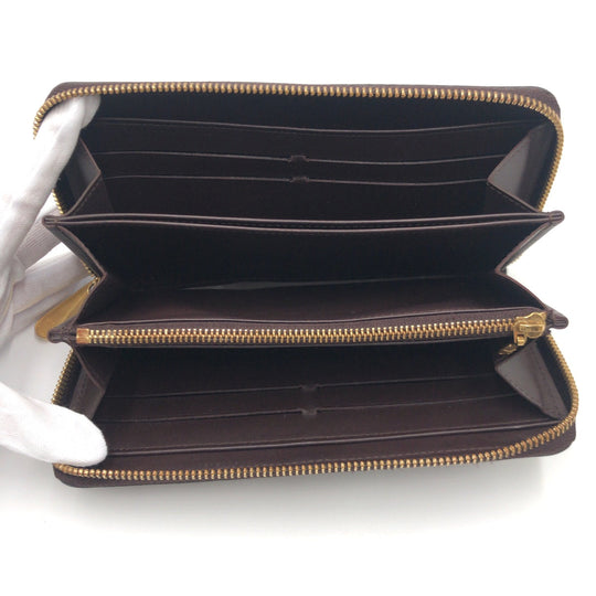 LOUIS VUITTON Long Wallet Purse M93522 Patent leather Amaranth Gold Metal Long Wallet Purse Round Zip Monogram Vernis Zippy wallet Women Used Authentic