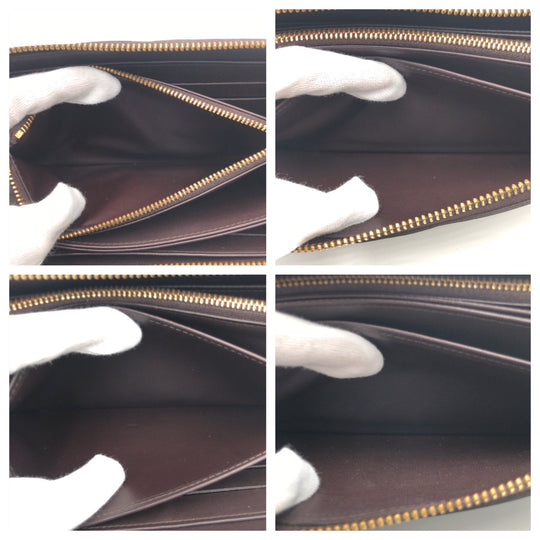LOUIS VUITTON Long Wallet Purse M93522 Patent leather Amaranth Gold Metal Long Wallet Purse Round Zip Monogram Vernis Zippy wallet Women Used Authentic