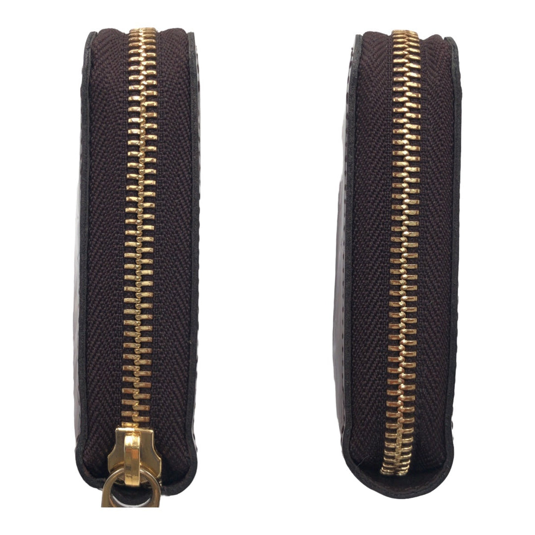 LOUIS VUITTON Long Wallet Purse M93522 Patent leather Amaranth Gold Metal Long Wallet Purse Round Zip Monogram Vernis Zippy wallet Women Used Authentic