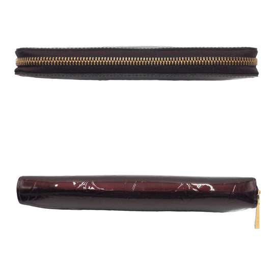 LOUIS VUITTON Long Wallet Purse M93522 Patent leather Amaranth Gold Metal Long Wallet Purse Round Zip Monogram Vernis Zippy wallet Women Used Authentic
