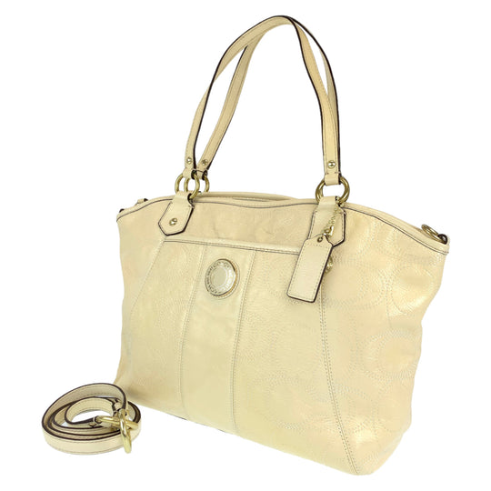 COACH Shoulder Bag F19197 enamel beige Signature