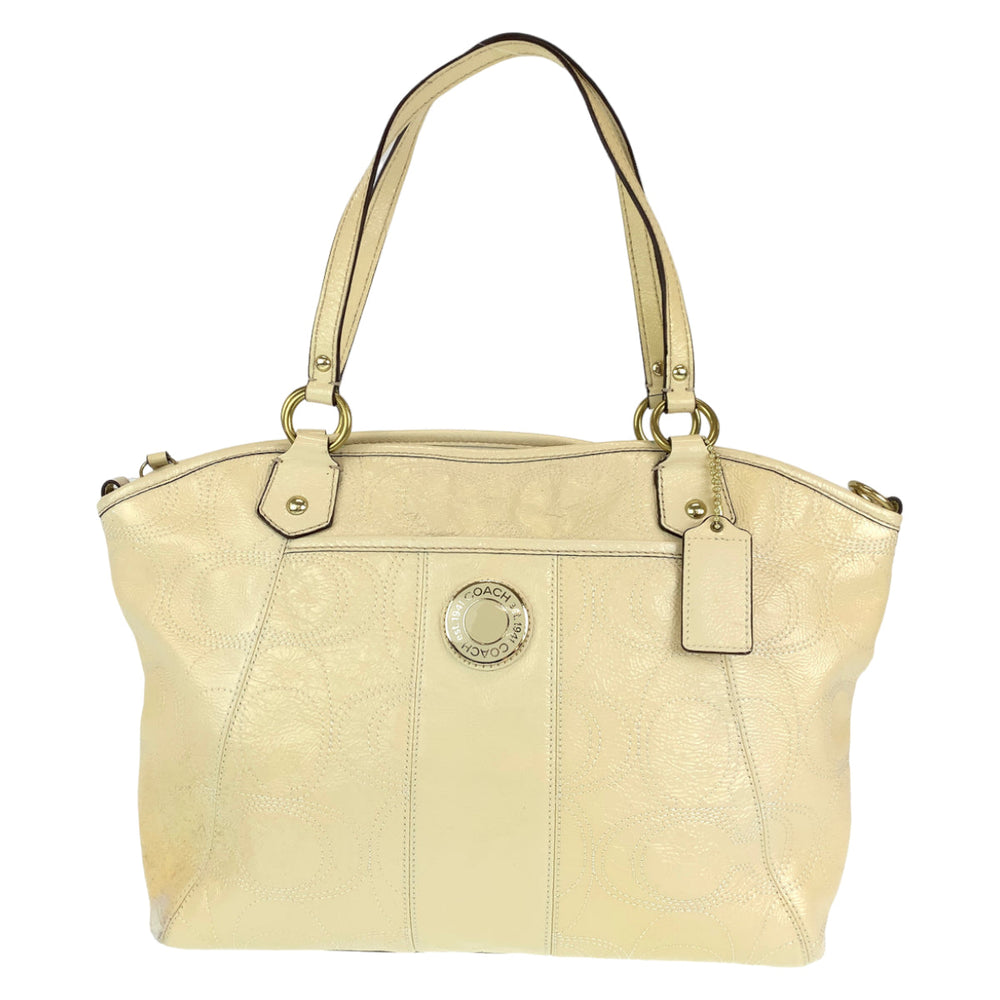 COACH Shoulder Bag F19197 enamel beige Signature
