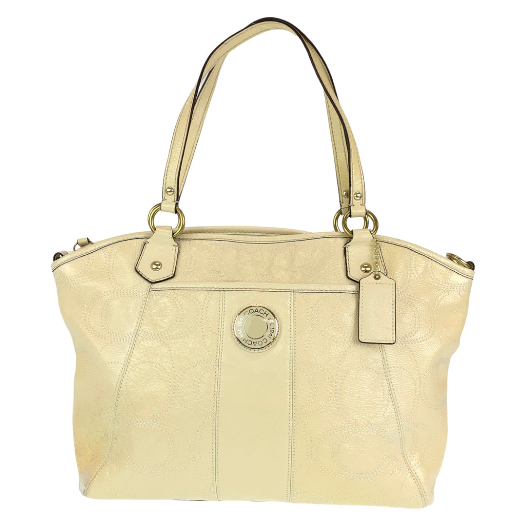 COACH Shoulder Bag F19197 enamel beige Signature