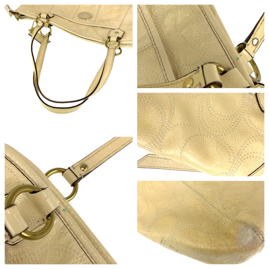 COACH Shoulder Bag F19197 enamel beige Signature