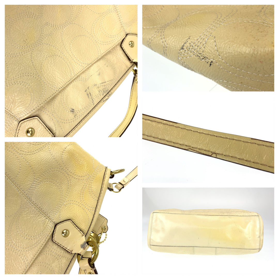 COACH Shoulder Bag F19197 enamel beige Signature