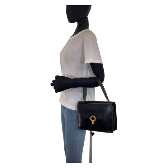 GUCCI Handbag leather Black GoldMetal Handbag Shoulder Bag Old Gucci accordion Women Used Authentic