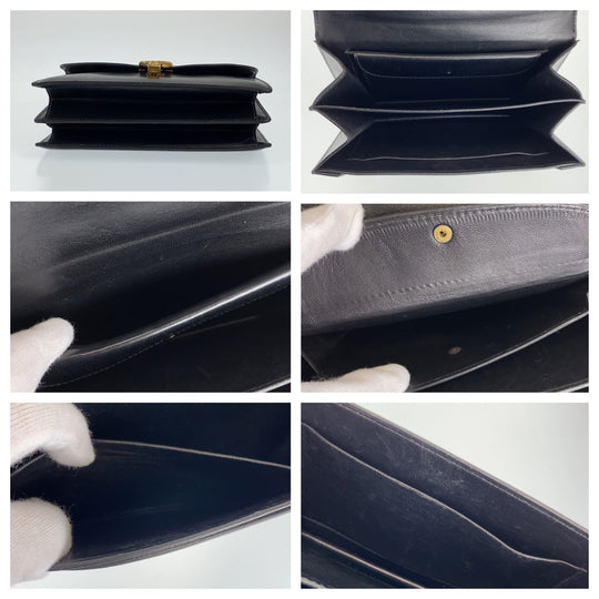 GUCCI Handbag leather Black GoldMetal Handbag Shoulder Bag Old Gucci accordion Women Used Authentic
