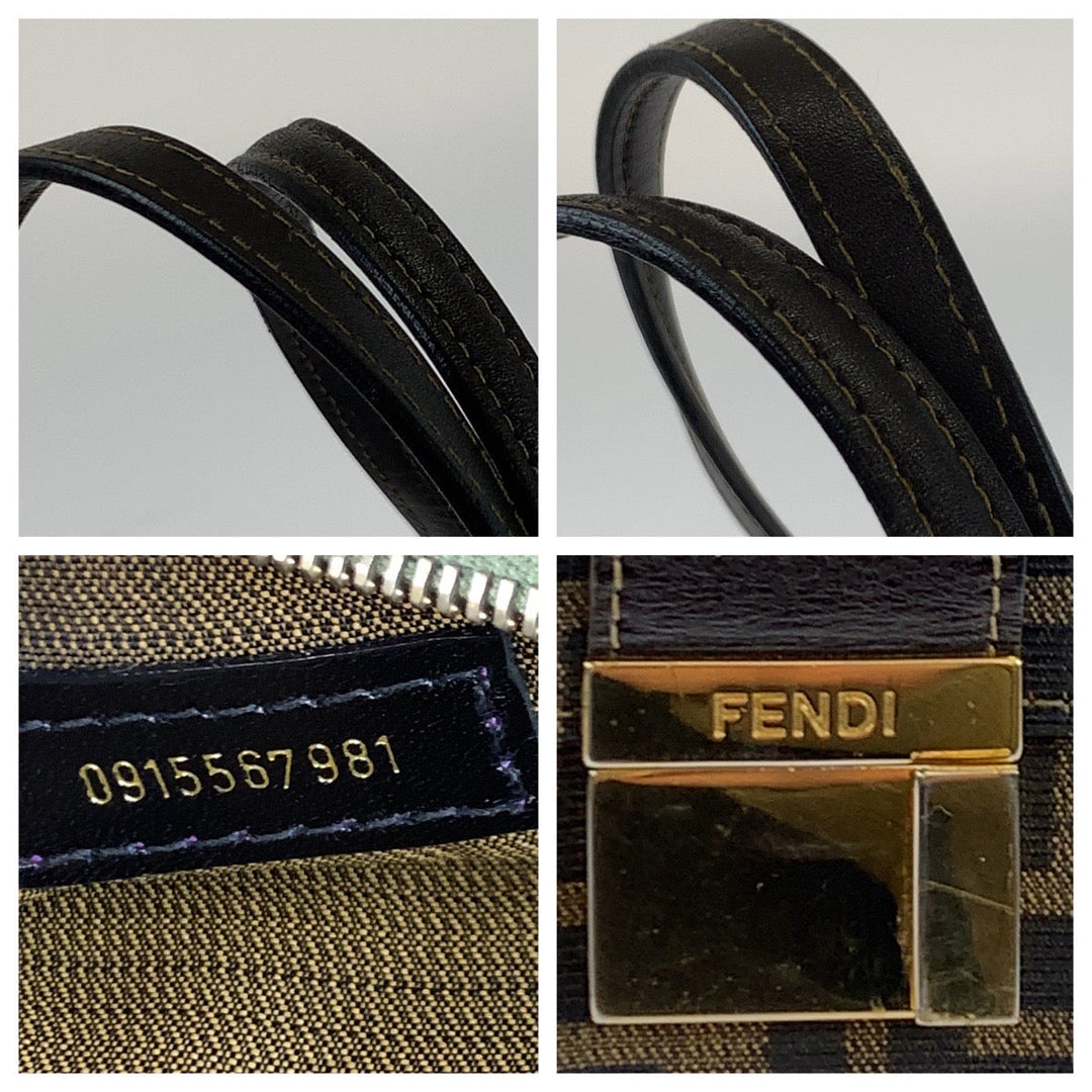 FENDI Shoulder Bag canvas Brown Gold Metal Shoulder Bag Handbag Zucca Pattern Women Used Authentic
