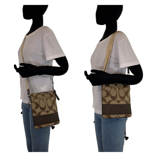 COACH Shoulder Bag canvas beige Signature