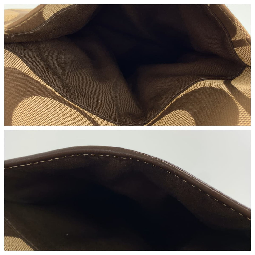 COACH Shoulder Bag canvas beige Signature