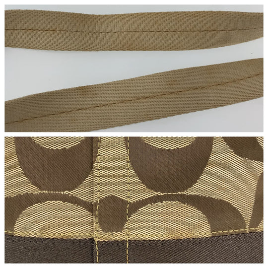 COACH Shoulder Bag canvas beige Signature