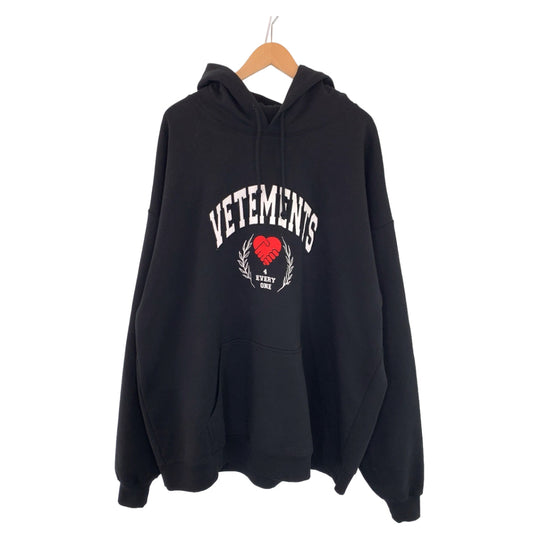 VETEMENTS Hoodie UA53HD420B cotton black black white white Hoodie 22AW SOLIDARITY EMBROIDERRED HOODIE mens L Used Authentic