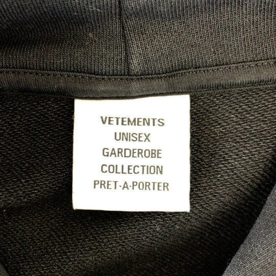 VETEMENTS Hoodie UA53HD420B cotton black black white white Hoodie 22AW SOLIDARITY EMBROIDERRED HOODIE mens L Used Authentic