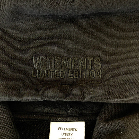 VETEMENTS Hoodie UA53HD420B cotton black black white white Hoodie 22AW SOLIDARITY EMBROIDERRED HOODIE mens L Used Authentic