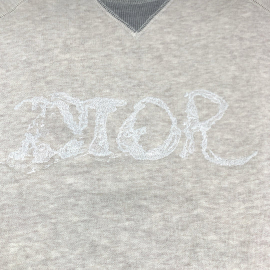 Dior sweat 143J684C0736 cotton gray gray white white Sweatshirt trainer Peter Doig logo embroidery mens XS Used Authentic