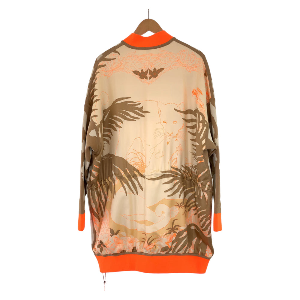 HERMES sweat 2H2816DR Silk, Polyester Brown orange Jackets Cardigans Jerseys twill laine Women 34 Used Authentic