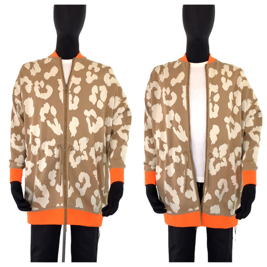 HERMES sweat 2H2816DR Silk, Polyester Brown orange Jackets Cardigans Jerseys twill laine Women 34 Used Authentic