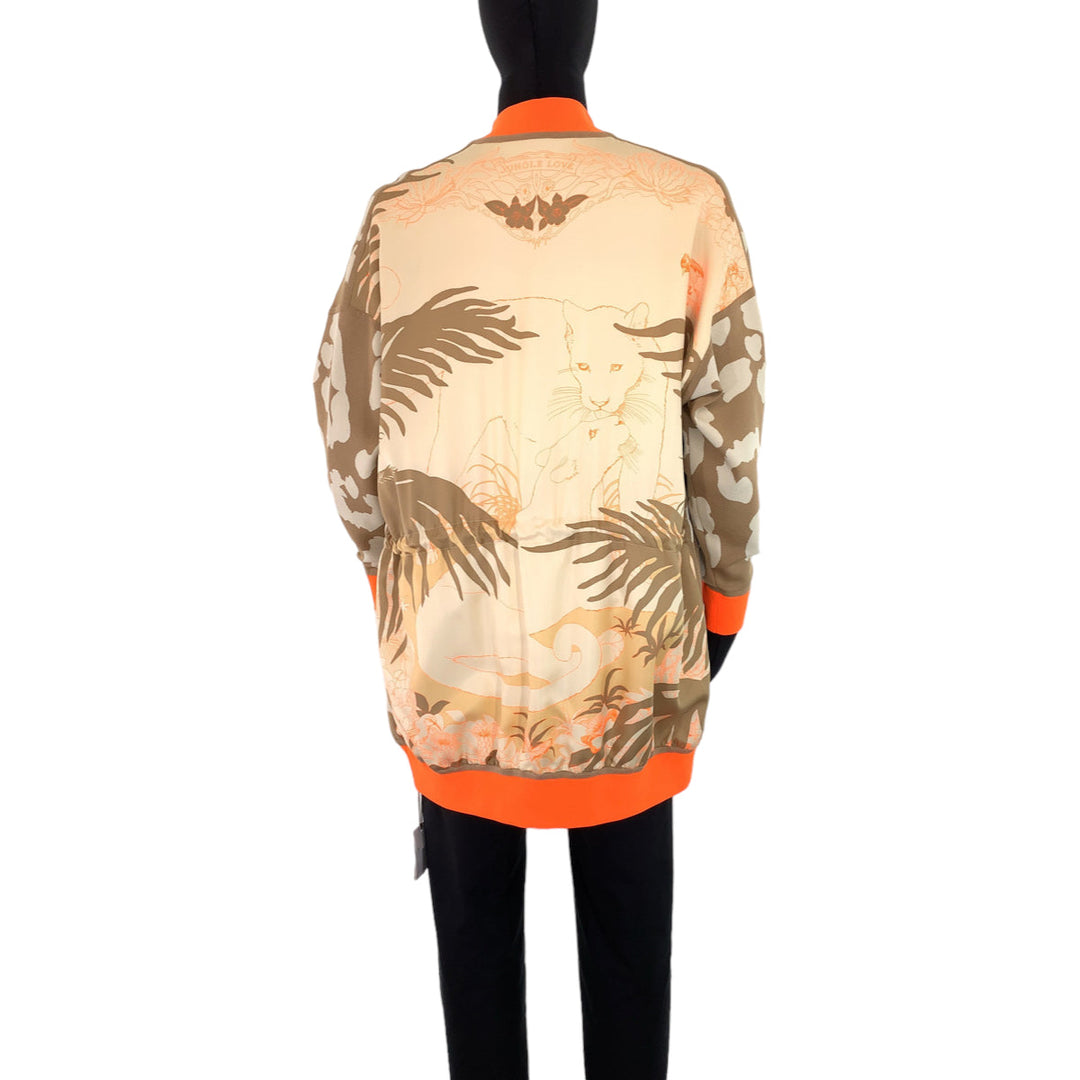 HERMES sweat 2H2816DR Silk, Polyester Brown orange Jackets Cardigans Jerseys twill laine Women 34 Used Authentic