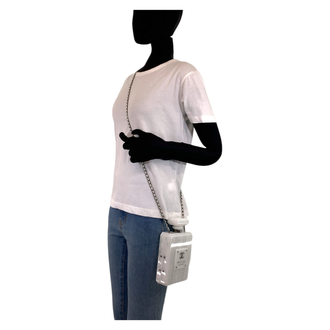 CHANEL Shoulder Bag plastic white Marble pattern 2016Paris-Roma N°5 Parfume Bottle Mini Bag