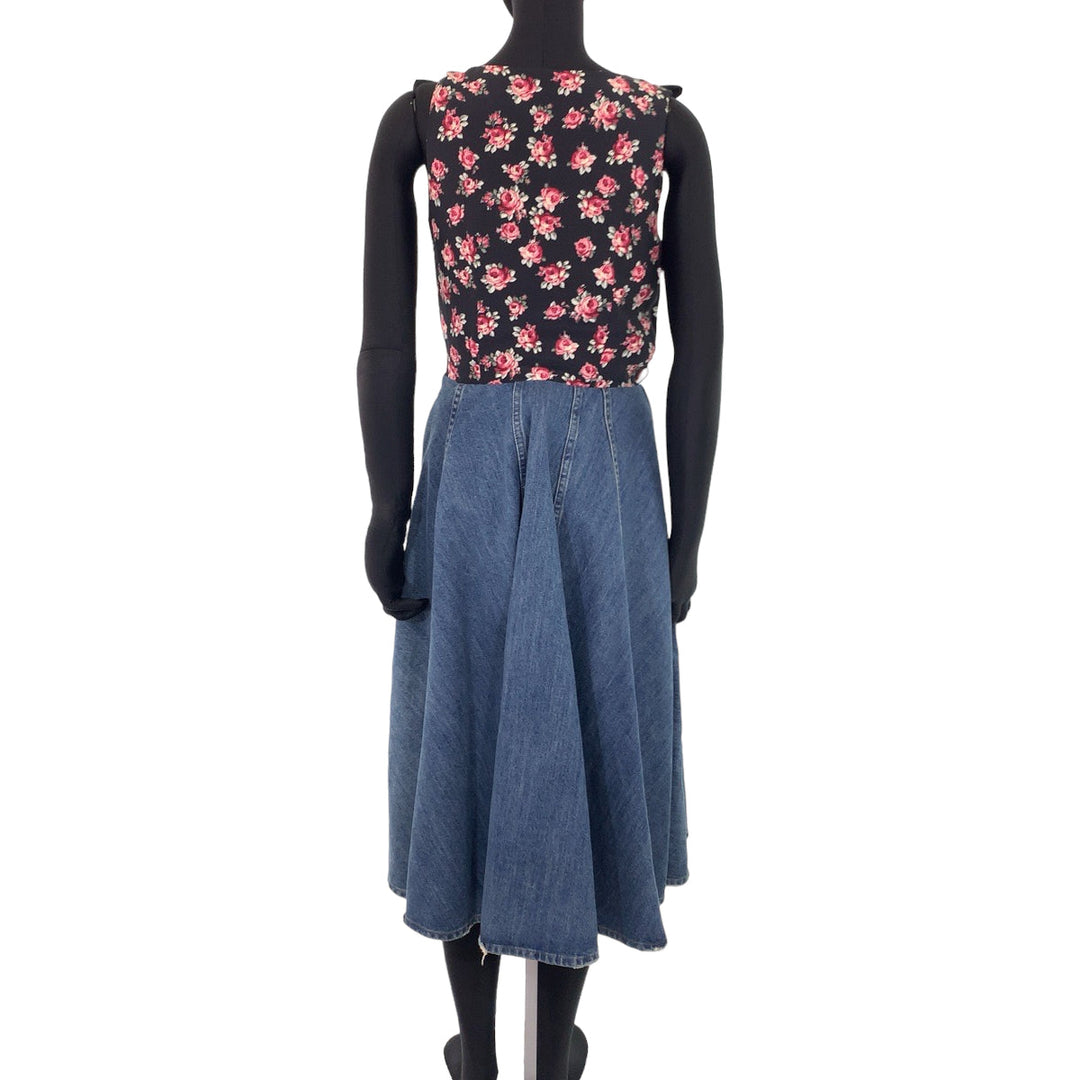 MIUMIU one piece Cotton, Denim Black black Dresses Dresses Denim Dresses Floral rhinestones Women 36 Used Authentic