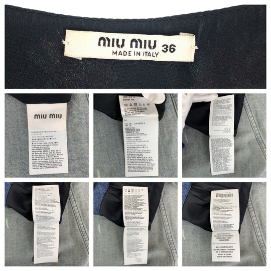MIUMIU one piece Cotton, Denim Black black Dresses Dresses Denim Dresses Floral rhinestones Women 36 Used Authentic