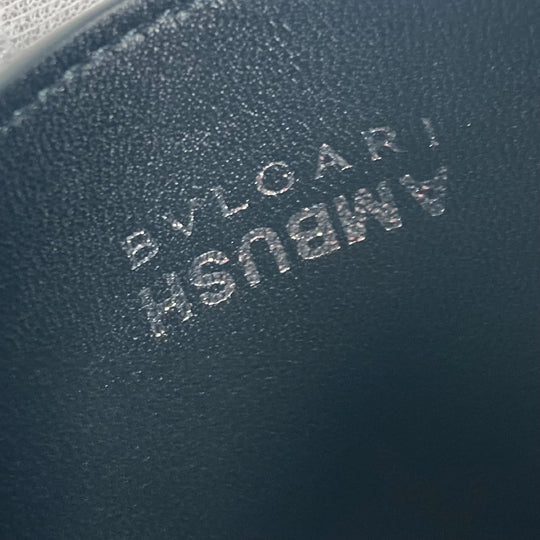 BVLGARI Card Case leather black AMBUSH collaboration AMBUSH logo mens Used Authentic