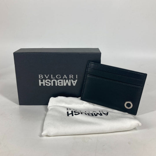 BVLGARI Card Case leather black AMBUSH collaboration AMBUSH logo mens Used Authentic