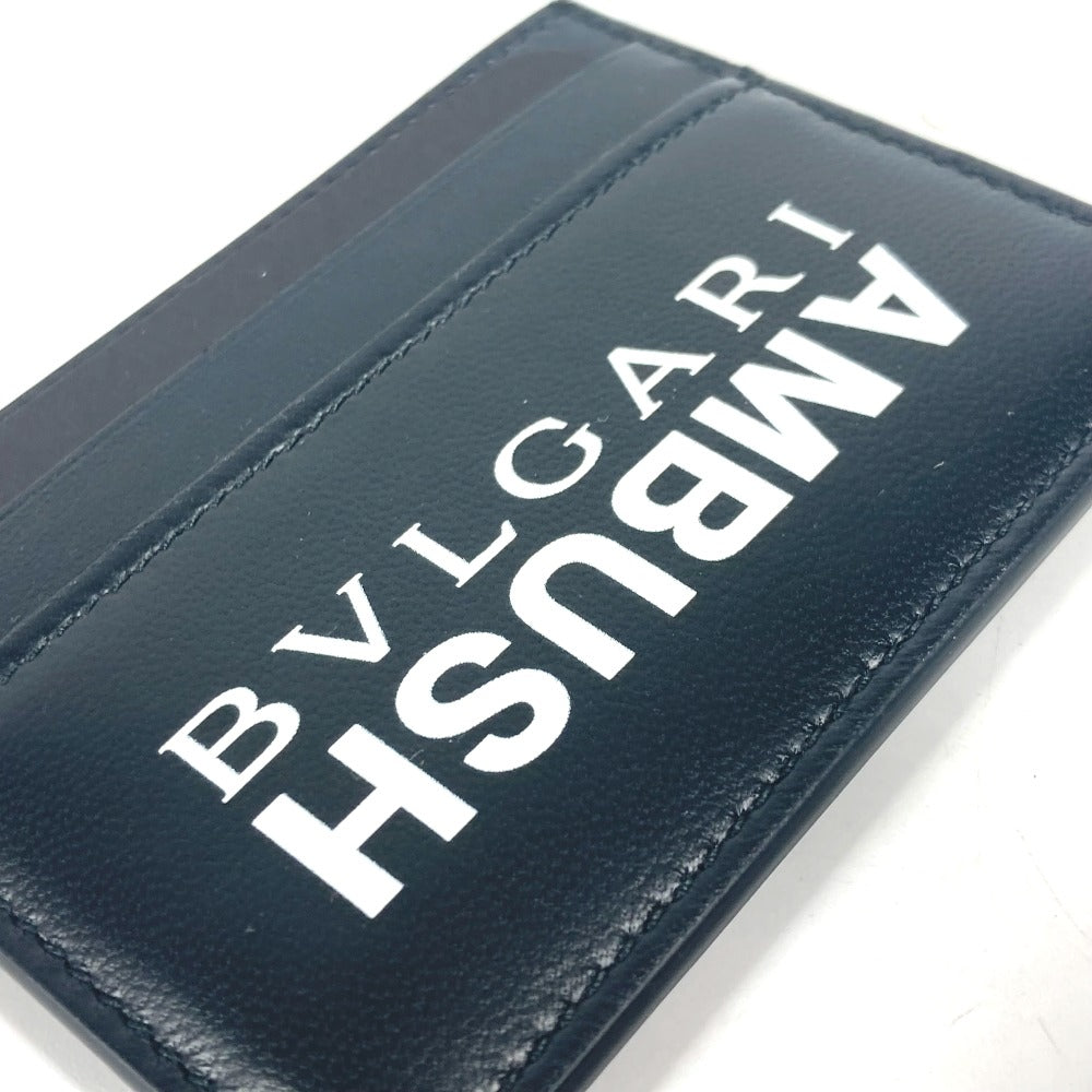 BVLGARI Card Case leather black AMBUSH collaboration AMBUSH logo mens Used Authentic
