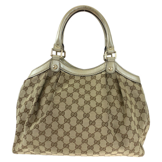 GUCCI Tote Bag 211944 GG canvas, leather Brown Tote Bag Shoulder Bag Handbag Sukey Women Used Authentic