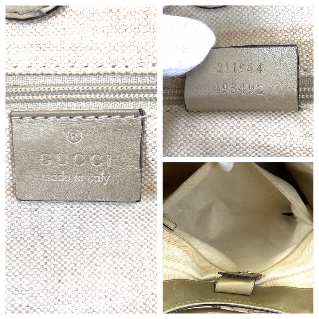 GUCCI Tote Bag 211944 GG canvas, leather Brown Tote Bag Shoulder Bag Handbag Sukey Women Used Authentic
